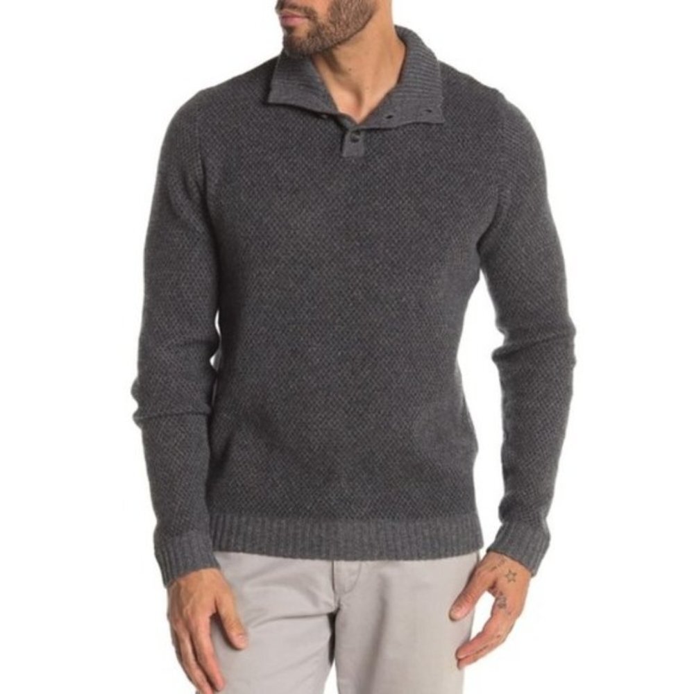 Qi Mock Neck Birdseye Stitch Cashmere Sweater